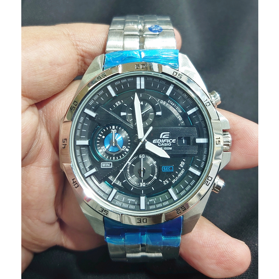 Jual Jam Tangan Pria Casio EDIFICE EFR 556 Chronograph Blue Black Dial Silver Steel Shopee Indonesia