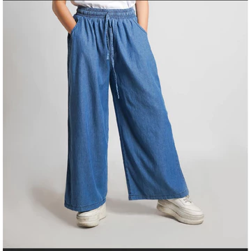 Celana Kulot Panjang Jeans Wanita Fit Super Jumbo 100kg Bigsize Jumbo Pinggang Karet Coco DLINE