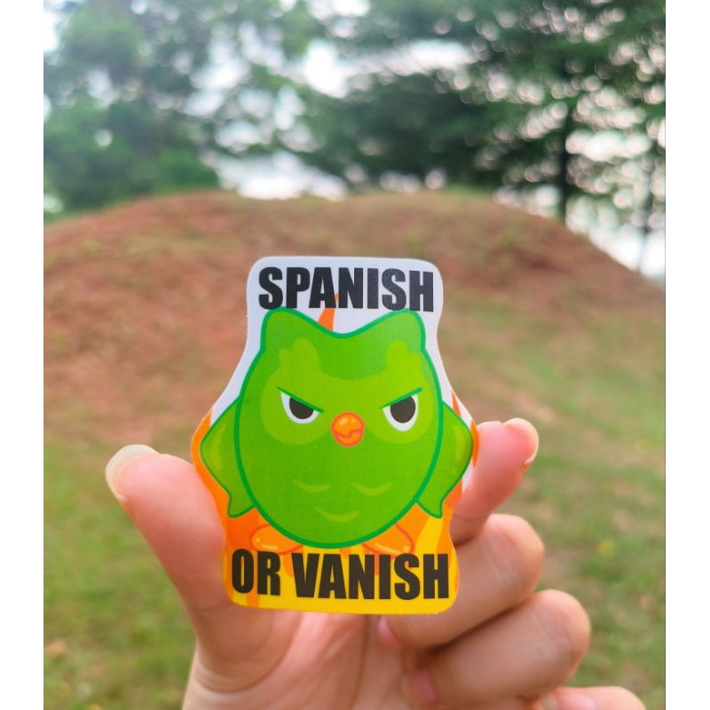 Jual Spanish or Vanish Angry Duolingo Owl Die-Cut Sticker | Shopee ...