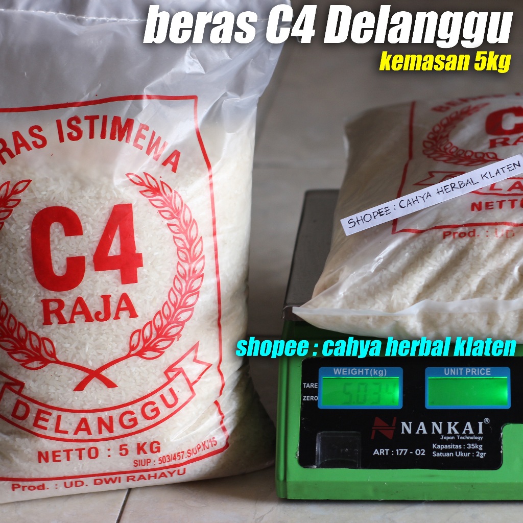 Jual Beras C4 Raja Delanggu Kemasan 5Kg Pulen Istimewa | Shopee Indonesia