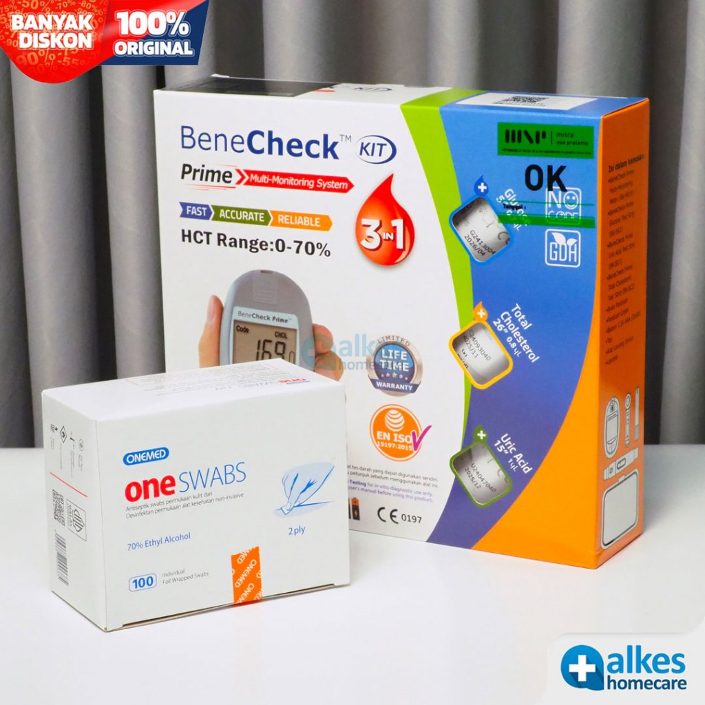 Jual Alat Cek Darah Benecheck Prime KIT FREE Alcohol Swab | Shopee ...
