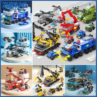 ZHEGAO Mainan Block Polisi SWAT Fire Truck Model Blok Bangunan Puzzle Susun Edukasi Mainan