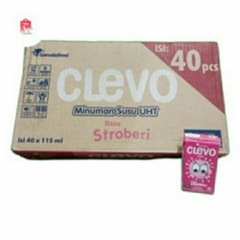 Jual SUSU UHT CLEVO RASA STRAWBERY 115ml ( 1 KTN ) ISI 40 PCS | Shopee ...