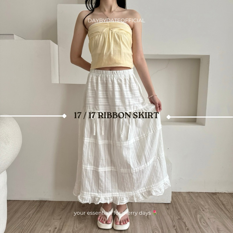Jual 17 / 17 Ribbon Skirt | Daybydate | Rok Maxi Panjang Rok Panjang ...