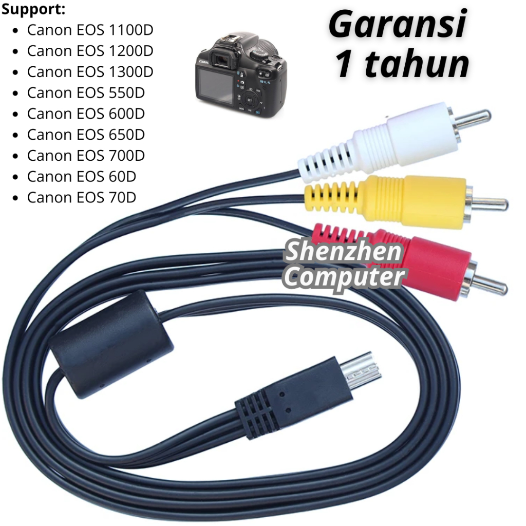 Kabel Cable USB Video AV Out DSLR Canon EOS 1100D 1200D 1300D 550D 600D  650D 700D 60D 70D bergaransi