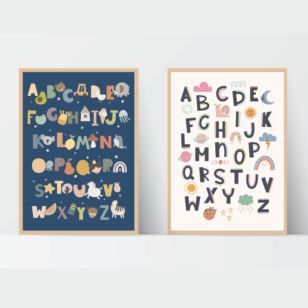 Jual Hiasan Dinding Kamar Anak Pajangan Poster Edukasi Alphabet Huruf ...