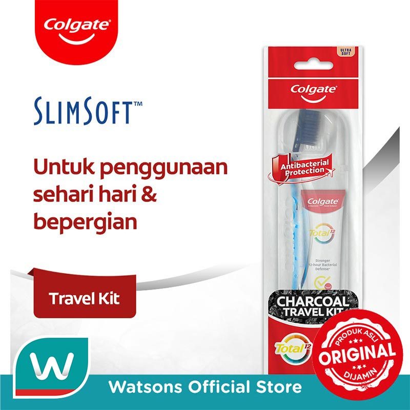 Jual Colgate Toothbrush Slimsoft Travel Kit Charcoal 35g | Shopee Indonesia
