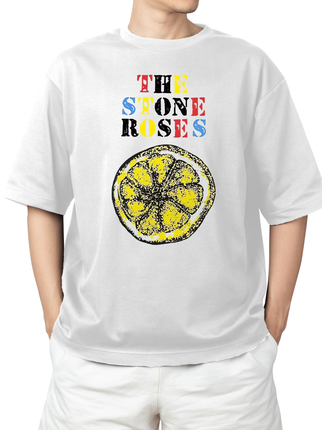 Jual Rockerstar T-Shirt The Stone Roses Lemon Multi Color White ...