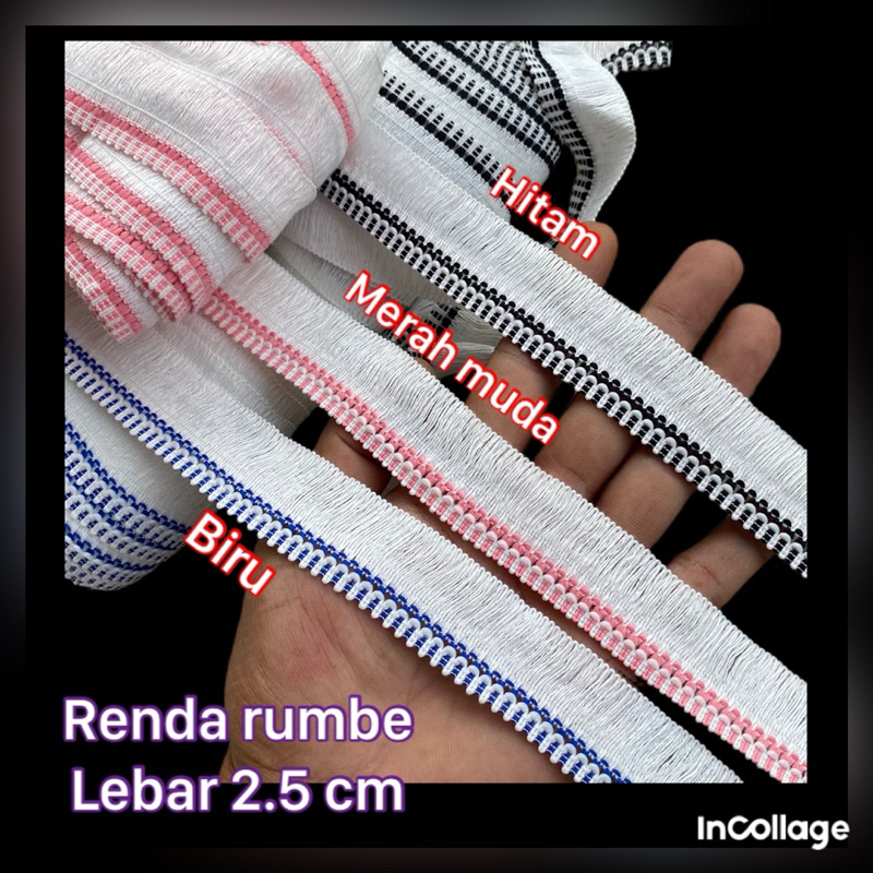 Jual per meter renda rumbe lebar 2.5 cm | Shopee Indonesia