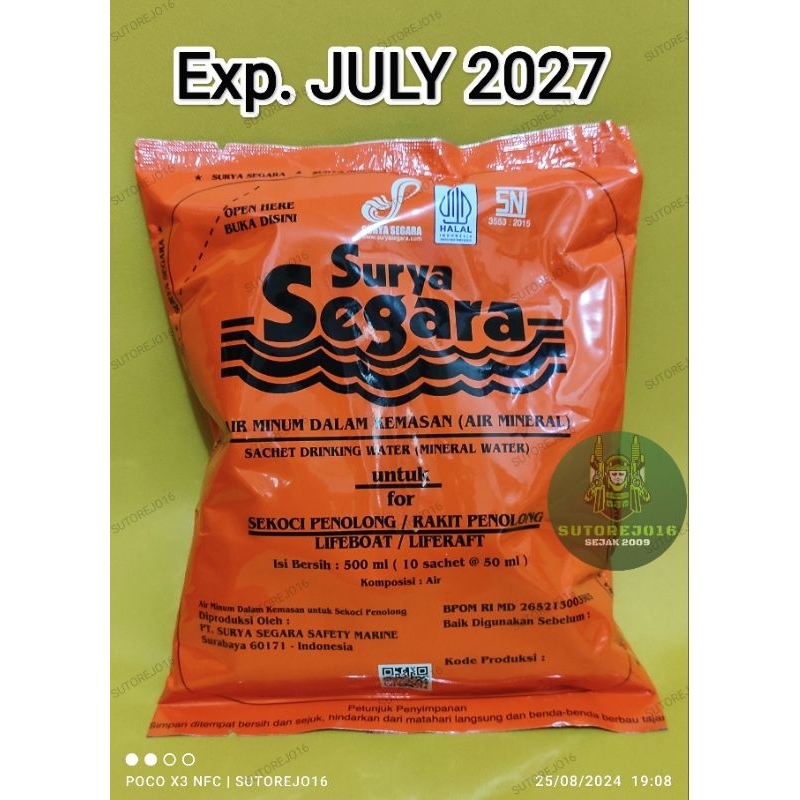Jual emergency drinking water MRE ransum tni air minuman darurat ...