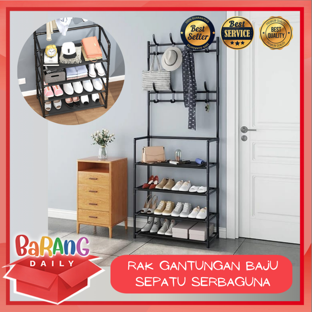 Jual RAK BESAR GANTUNGAN BAJU 5 LAYER SERBAGUNA RAK PENYIMPANAN SEPATU ...