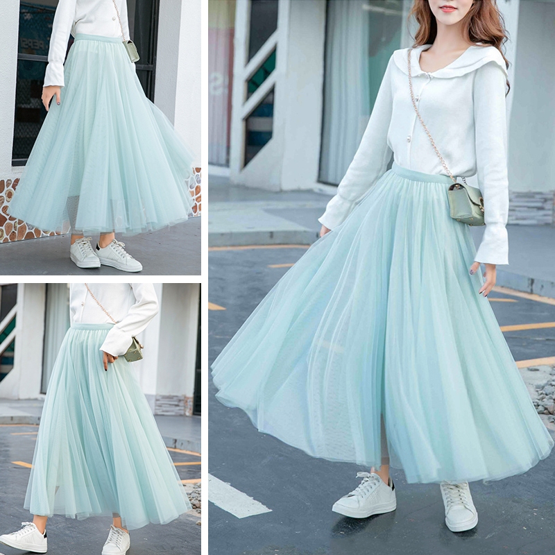 Anthracite Multi Layer Glittering Mesh Skirt