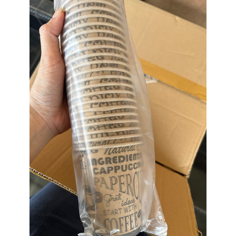 Jual (isi 50) Paper Cup 8oz KRAFT MOTIF Coklat gelas minum kertas ...