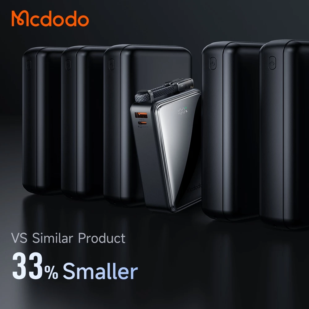 MCDODO Powerbank 25.000mAh 100w Fast Charging Built in Cable Type C PD QC