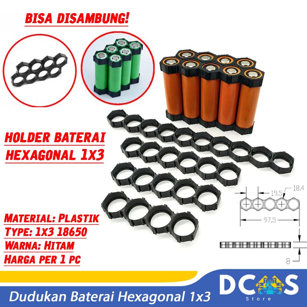 Jual Dudukan Battery Baterai Spacer Hexagonal 3*18650 1x3 3x1 BMS 3S 6S ...
