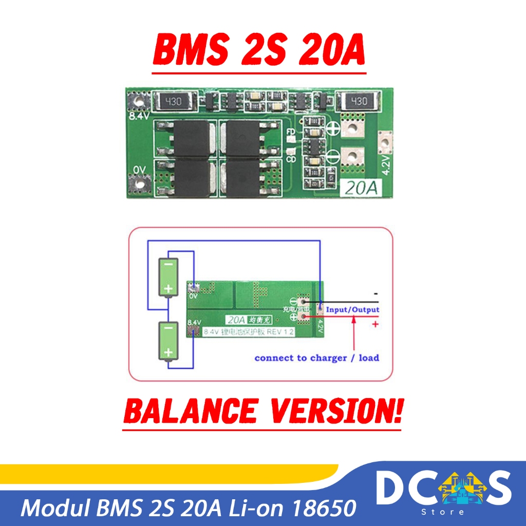 Jual Lithium Battery 18650 2S 20A Charger BMS Protection Board Balance ...