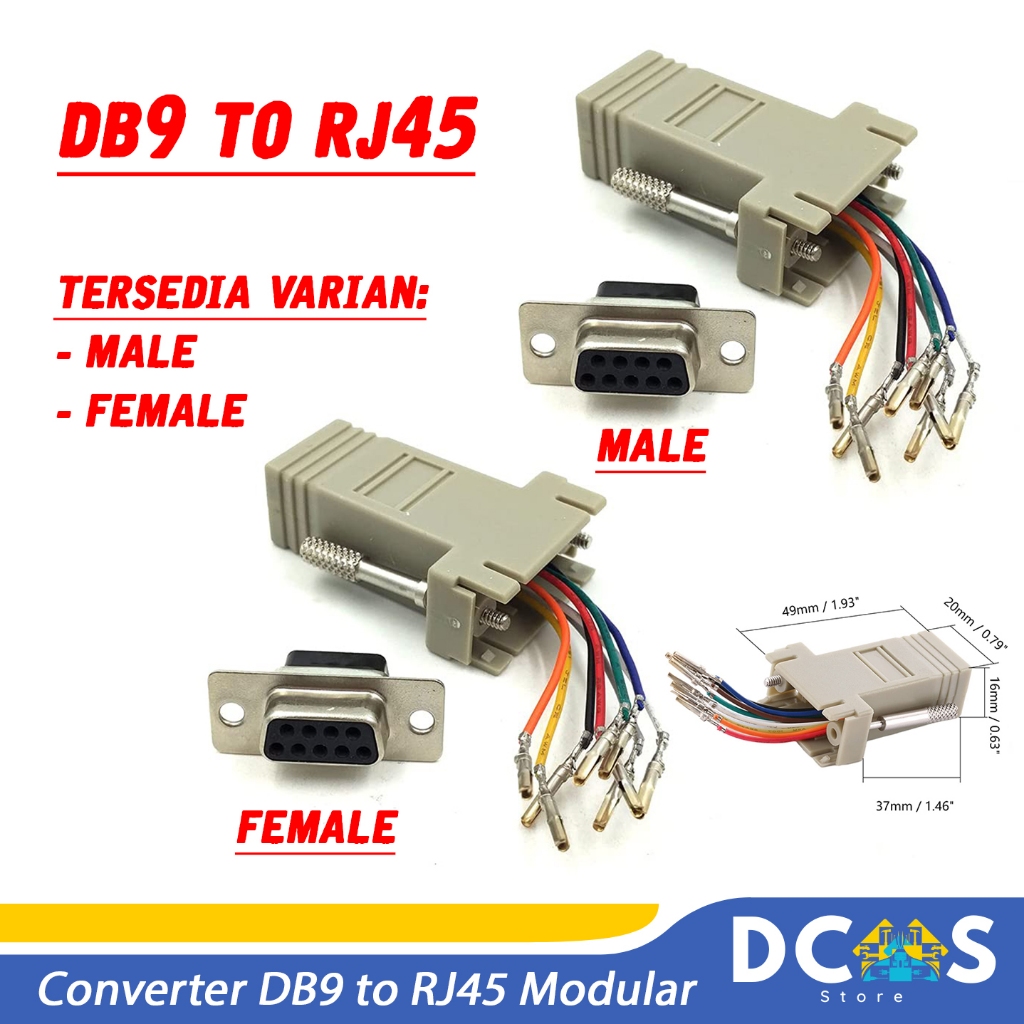 Jual Converter DB9 to RJ45 Female Modular Adapter DB9 Female / Male to ...