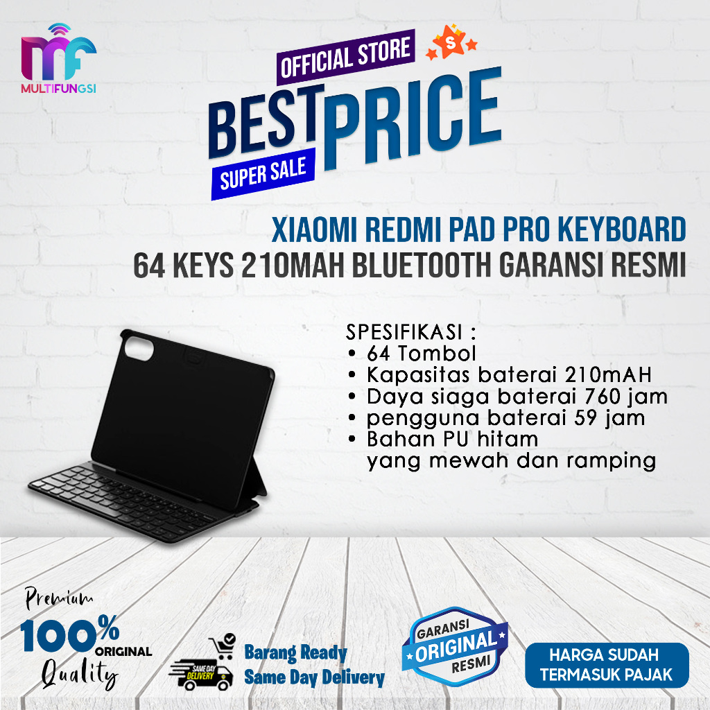 Jual Xiaomi Redmi Pad Pro Keyboard | 64 Keys 210mah Bluetooth Garansi ...