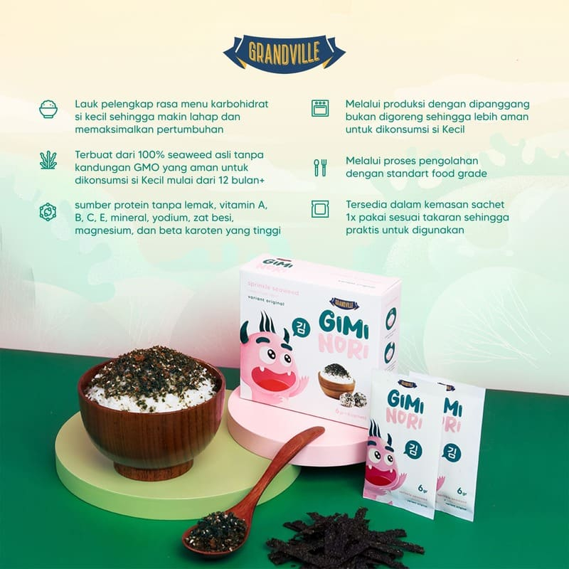 Jual Grandville Gimi Nori Rumput Laut Tabur Original SACHETAN | Shopee ...