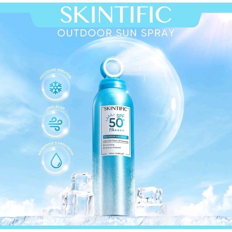 Jual SKINTIFIC Sunscreen Biru Besar Outdoor Sunscreen Spray SPF 50+ PA ...