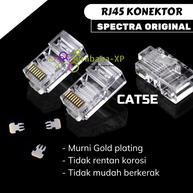 Jual KONEKTOR RJ45 CAT5E MERK SPECTRA ORIGINAL | Shopee Indonesia