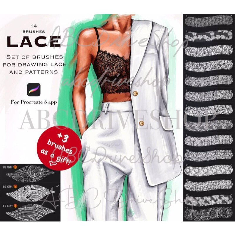 Jual Procreate Brush -17 Lace Pattern Brushes | Shopee Indonesia