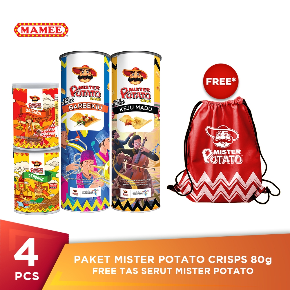 Jual Paket Mister Potato Crisps 80gr Free Tas Serut Mister Potato ...