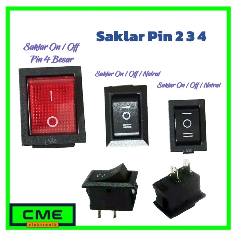 Jual Rocker switch 2 pin 3 pin 4 pin On Off + Netral saklar kaki 2 3 ...
