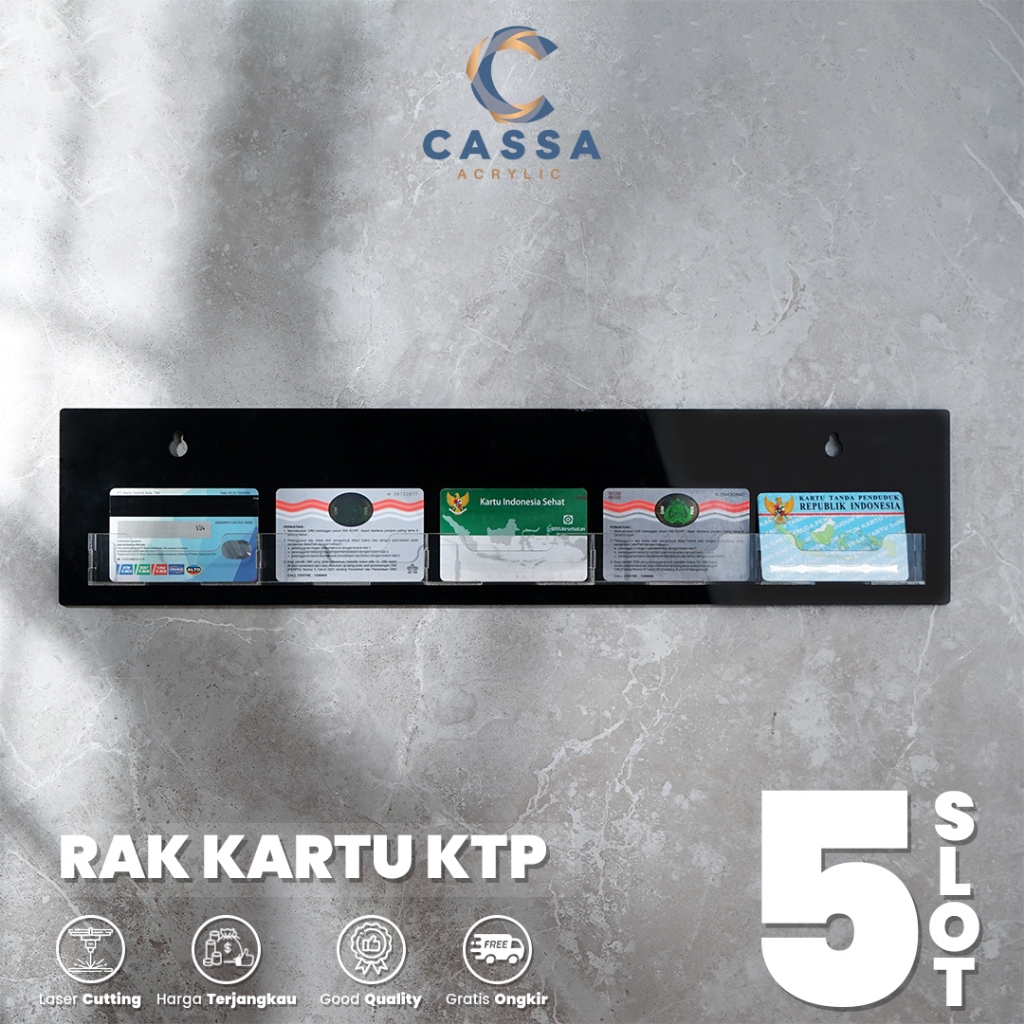 Jual Rak Kartu KTP Isi 5 Slot Akrilik Bening Hitam | Shopee Indonesia