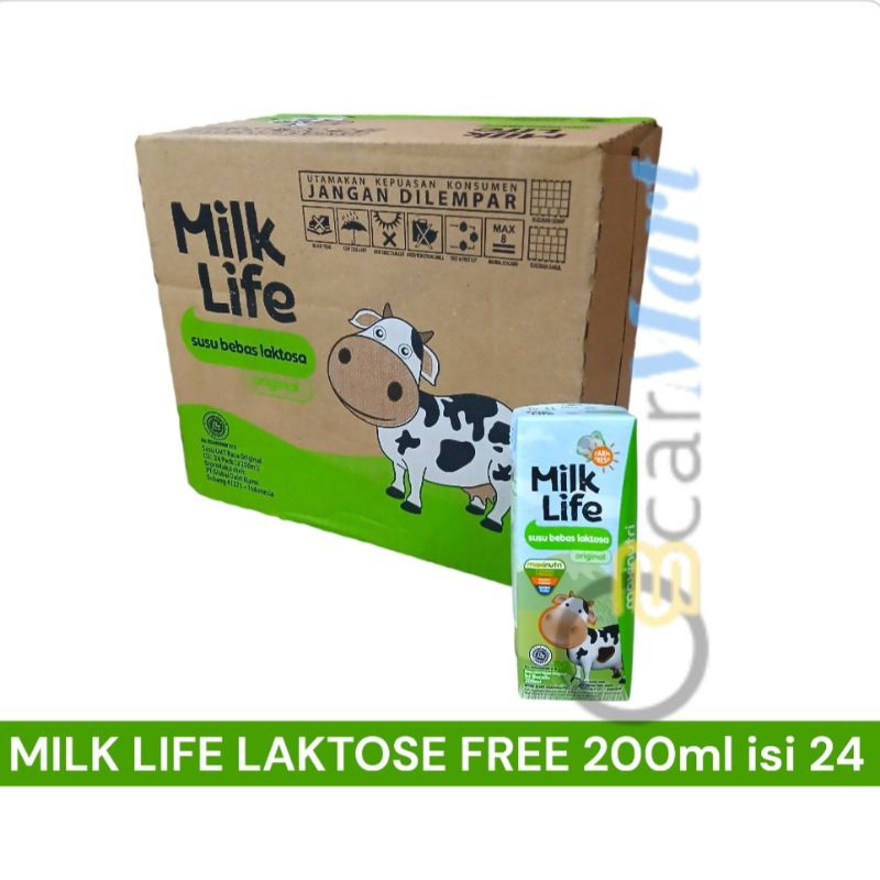 Jual [Orins] MILK LIFE Susu FREE LACTOSE Rasa Original 200ml 1 Dus isi ...