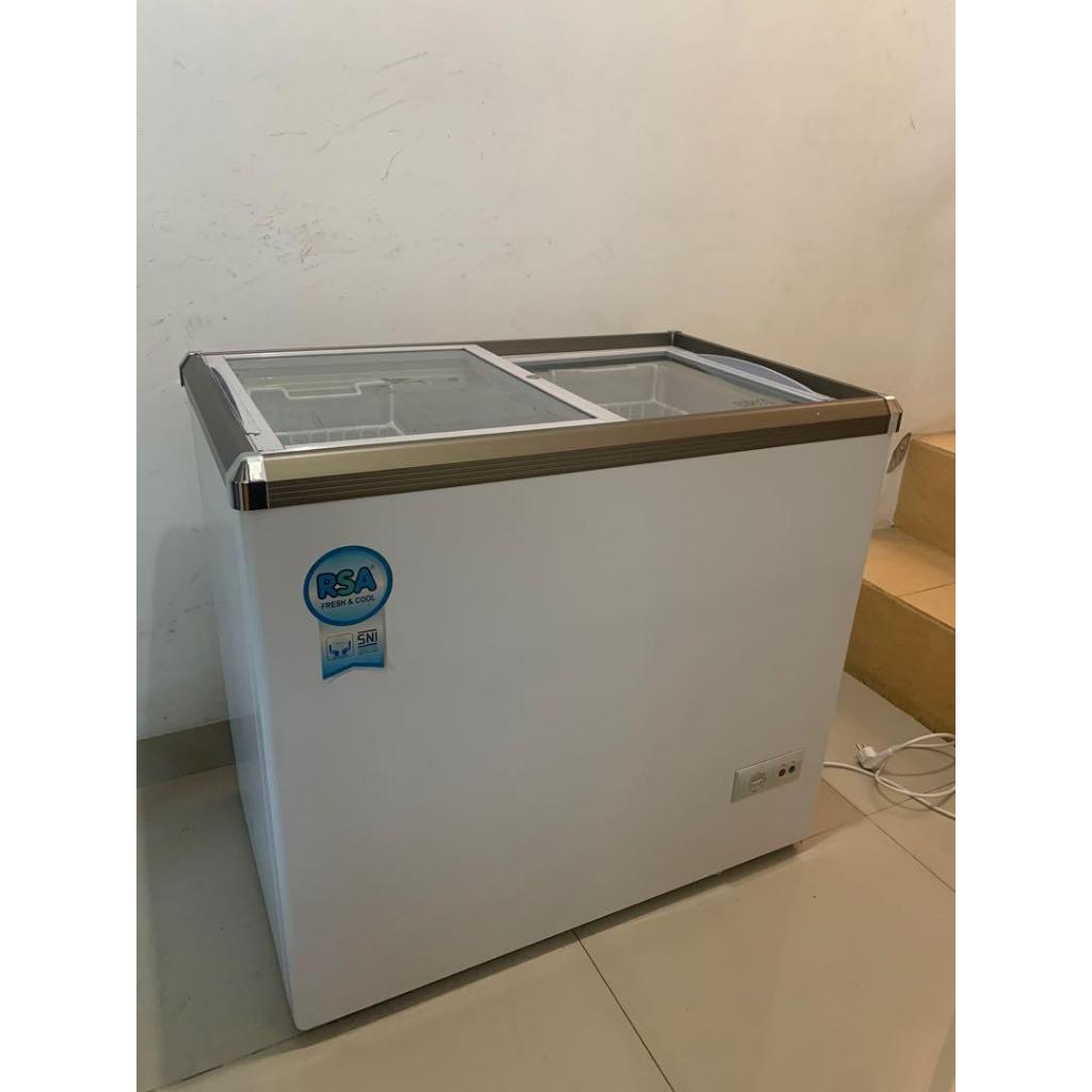 Jual RSA Sliding Flat Glass Freezer XS-200 Freezer Tutup Geser ...