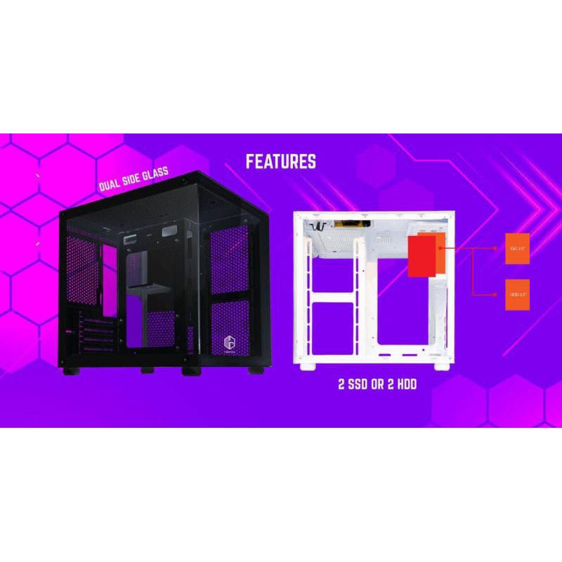 Jual Casing Cube Gaming SHAFEL Lite S mATX Tempered Glass Black / White ...