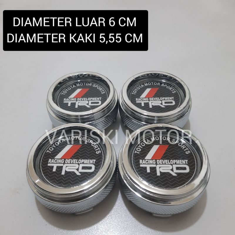 Jual dop roda tutup velg racing tabung chrome TRD diameter 6 cm ...