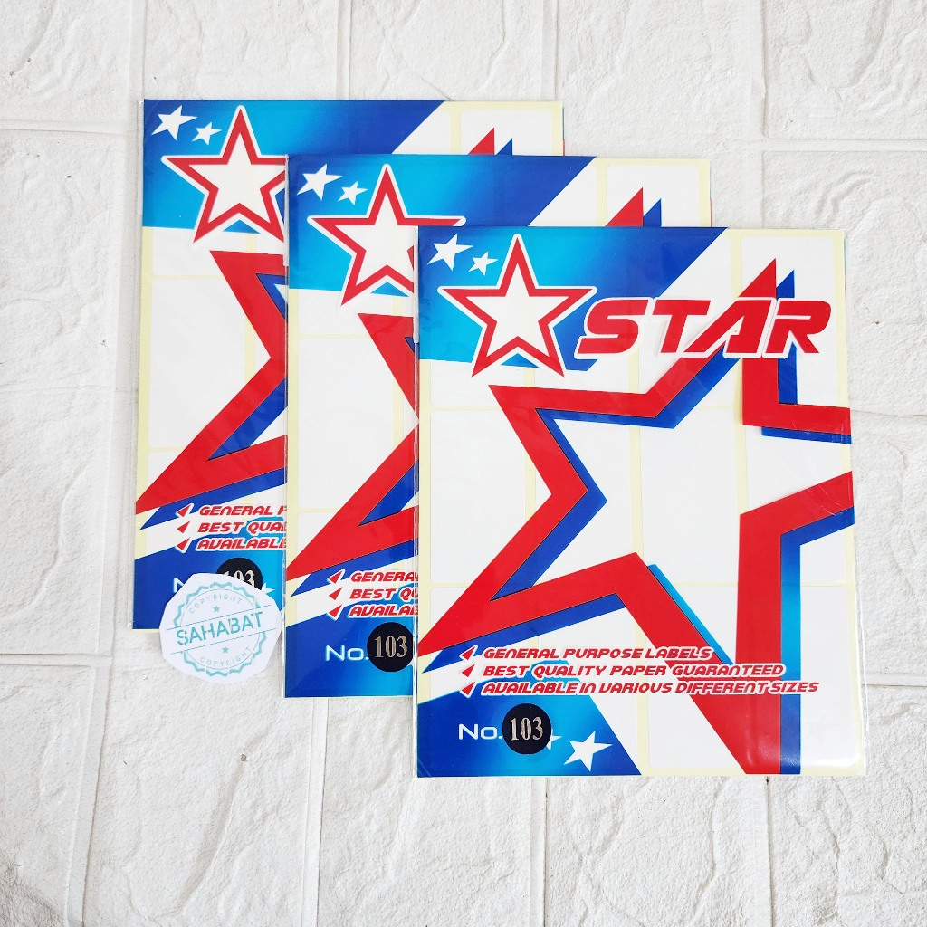 Jual STAR LABEL BUKU DAN UNDANGAN STIKER PUTIH POLOS NO 99 DAN 103 ...