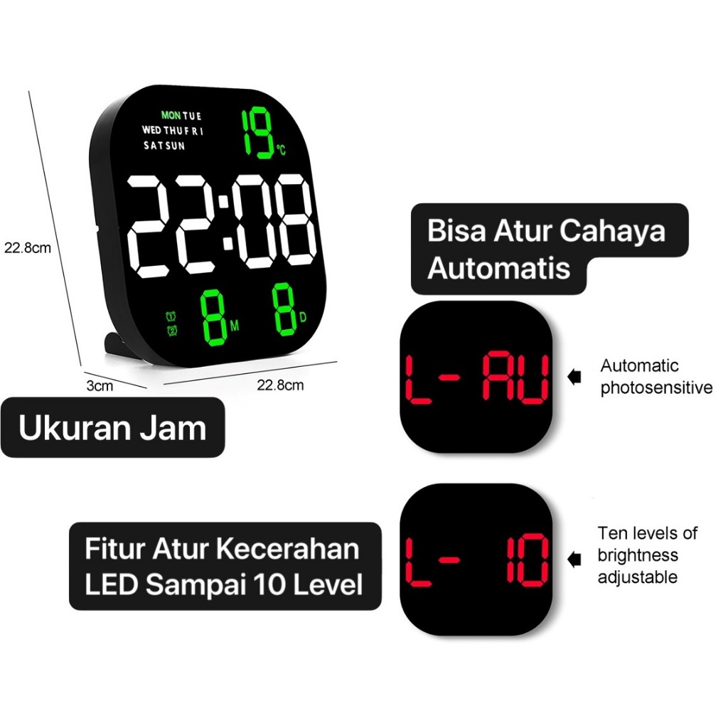 Jual JD-6633 Jam Dinding LED Besar Timer Countdown Digital LED Free ...