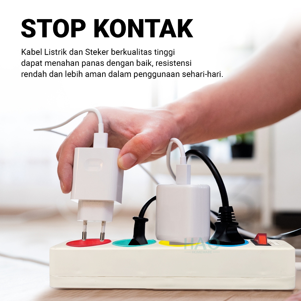 Jual Stop Kontak Gepeng ColorFull ON/OFF / Stop Kontak + Kabel 2/3/4/5 ...