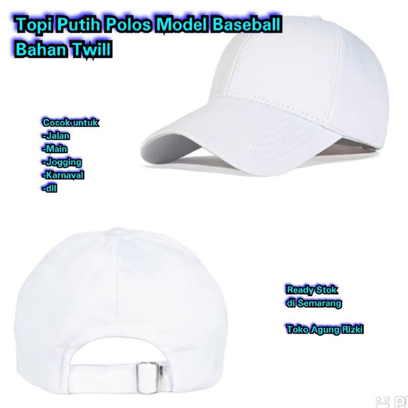 Jual Topi Putih Polos Model Baseball Topi Jalan Bahan Twill cocok Untuk ...