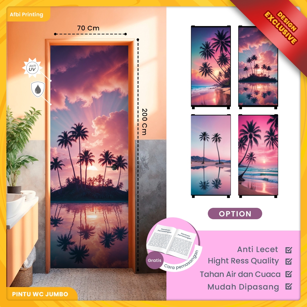 Jual Stiker Pintu Wc / Sticker Pintu Kamar Mandi Pantai Ukuran Standart ...