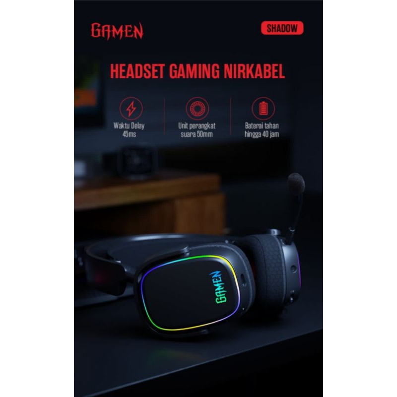 Jual HEADPHONE GAMEN BLUETOOTH GAMING HEADSET SHADOW | Shopee Indonesia