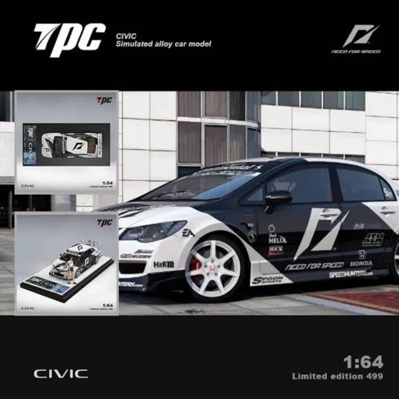 Jual TPC 1/64 Honda Civic FD2 Black White NFS Need For Speed NEW ...