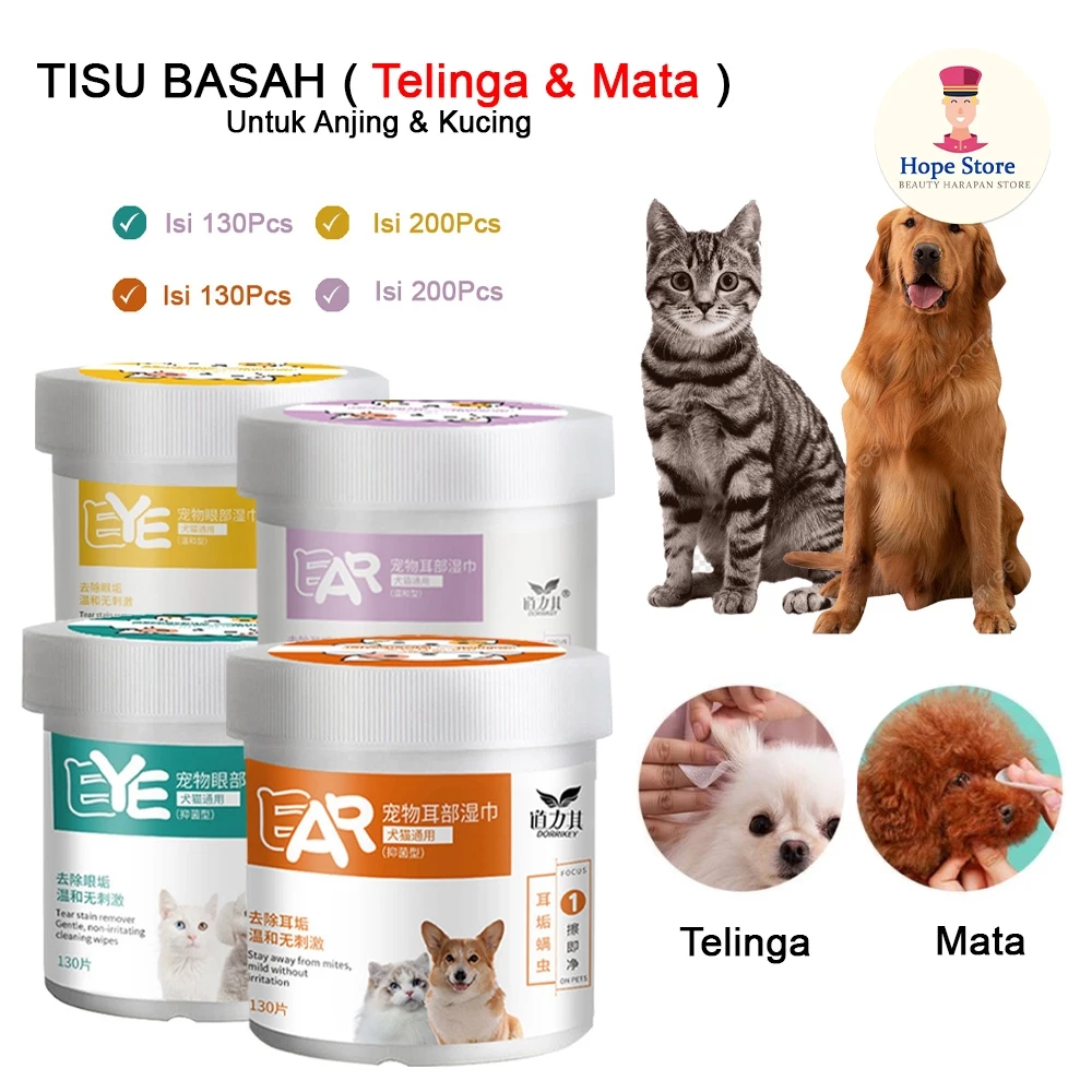 ( Isi 130 & 200 ) Pet Eye Wipes Tisu Basah Mata Telinga Pembersih Kotoran | AutoStock
