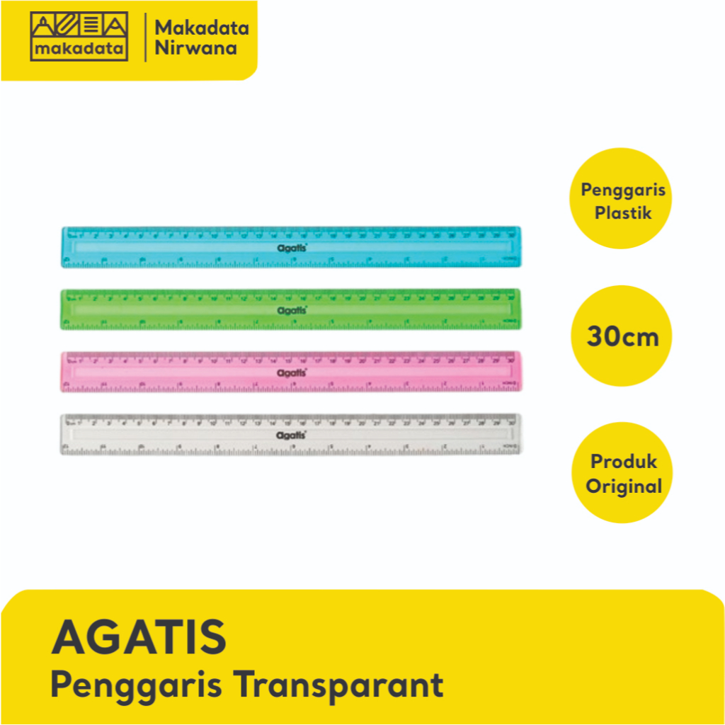 Jual AGATIS GARISAN/PENGGARIS TRANSPARANT 30CM (1 PCS) | Shopee Indonesia