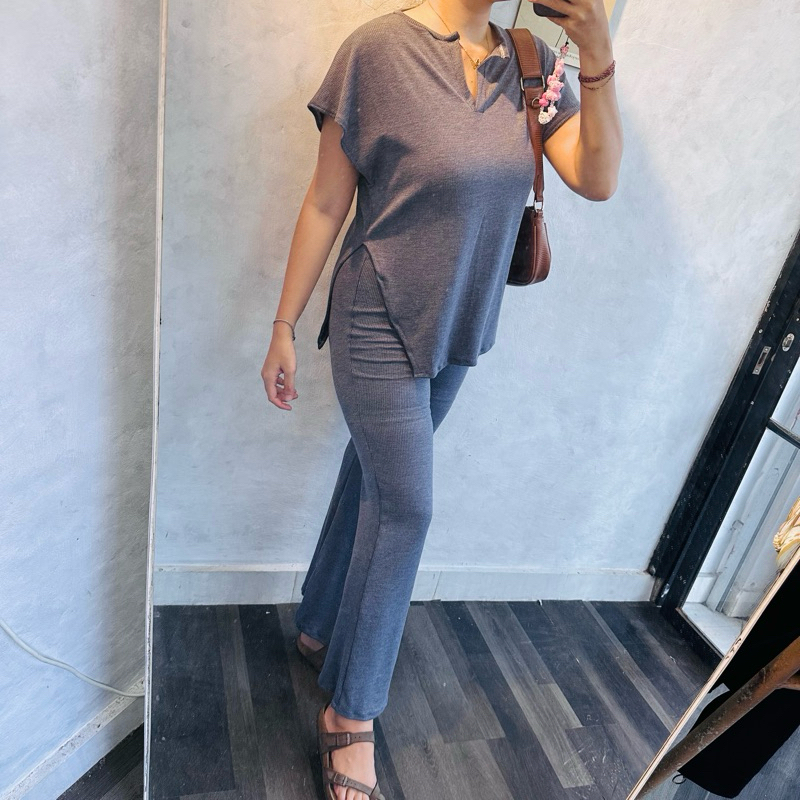 Jual one set rib knit katun selena | Shopee Indonesia