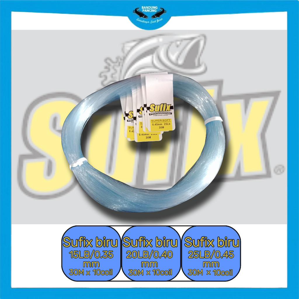 Jual Senar Sufix Light blue 30 M x 10 Coil Professional Fishing Line ...