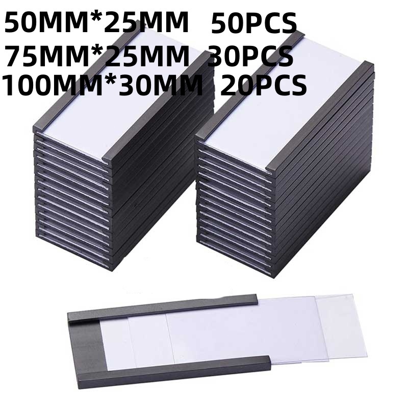 Jual 50pcs Magnetic Label 100*30mm/75/50mm*25mm Holders with Data Card ...