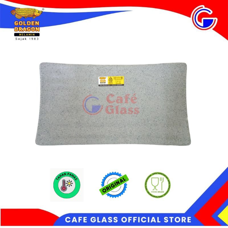 Piring Melamin  Set Batu - Piring Persegi Panjang  9" - Golden Dragon