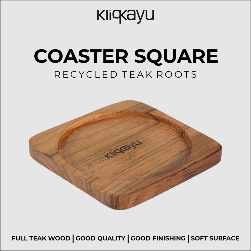 Jual KLIQKAYU Wooden Coaster Square Gelas Kayu Jati Asli Tatakan Gelas ...