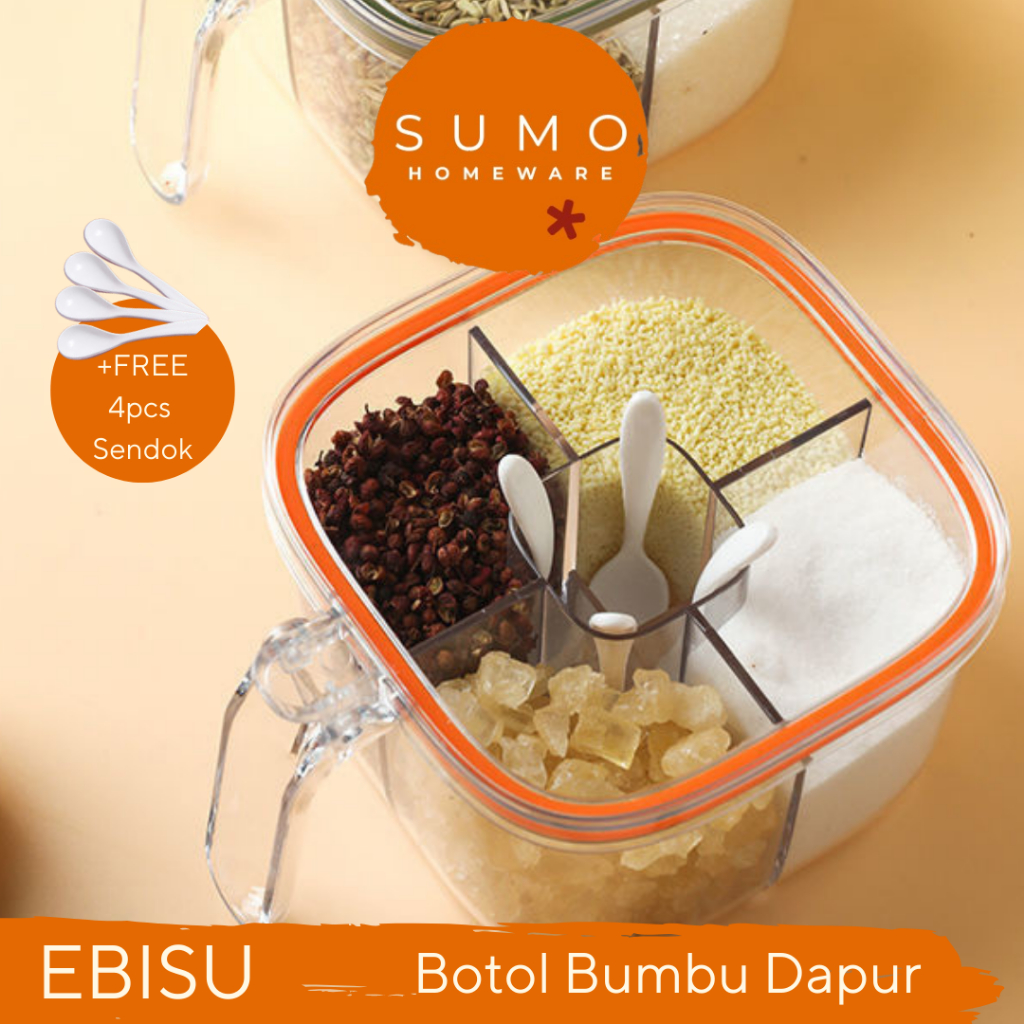 Jual SUMO - EBISU Container Bumbu Dapur Estetik Toples Bumbu 4 in 1 ...