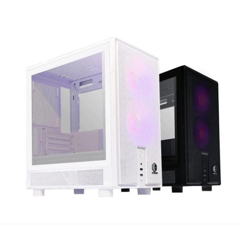 Jual Casing PC Cube Gaming Tune Black / White mATX Side Tempered Glass ...