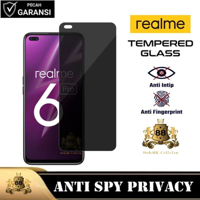 Tempered Glass Anti Spy Realme Realme 6i Realme 6S Realme Pro Anti  Gores Spy Privacy